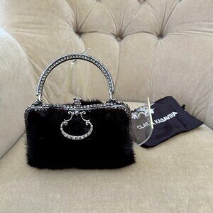 VTG Auth CLARA KASAVINA Genuine Mink Fur & Swarovski Crystal Minaudiere Bag
